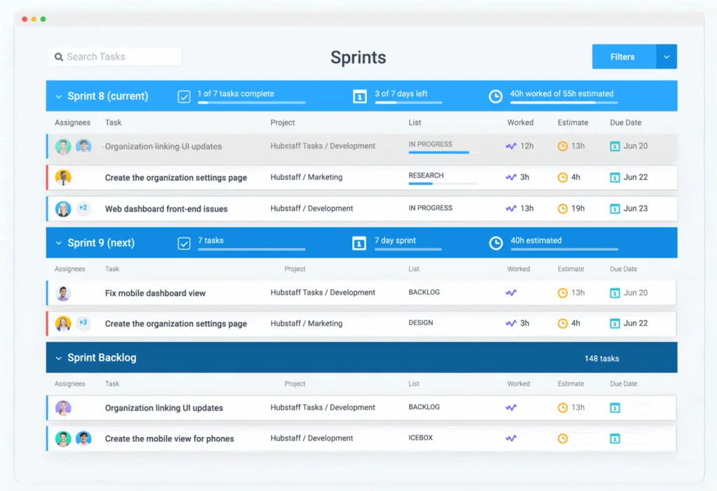 Hubstaff Tasks Sprints