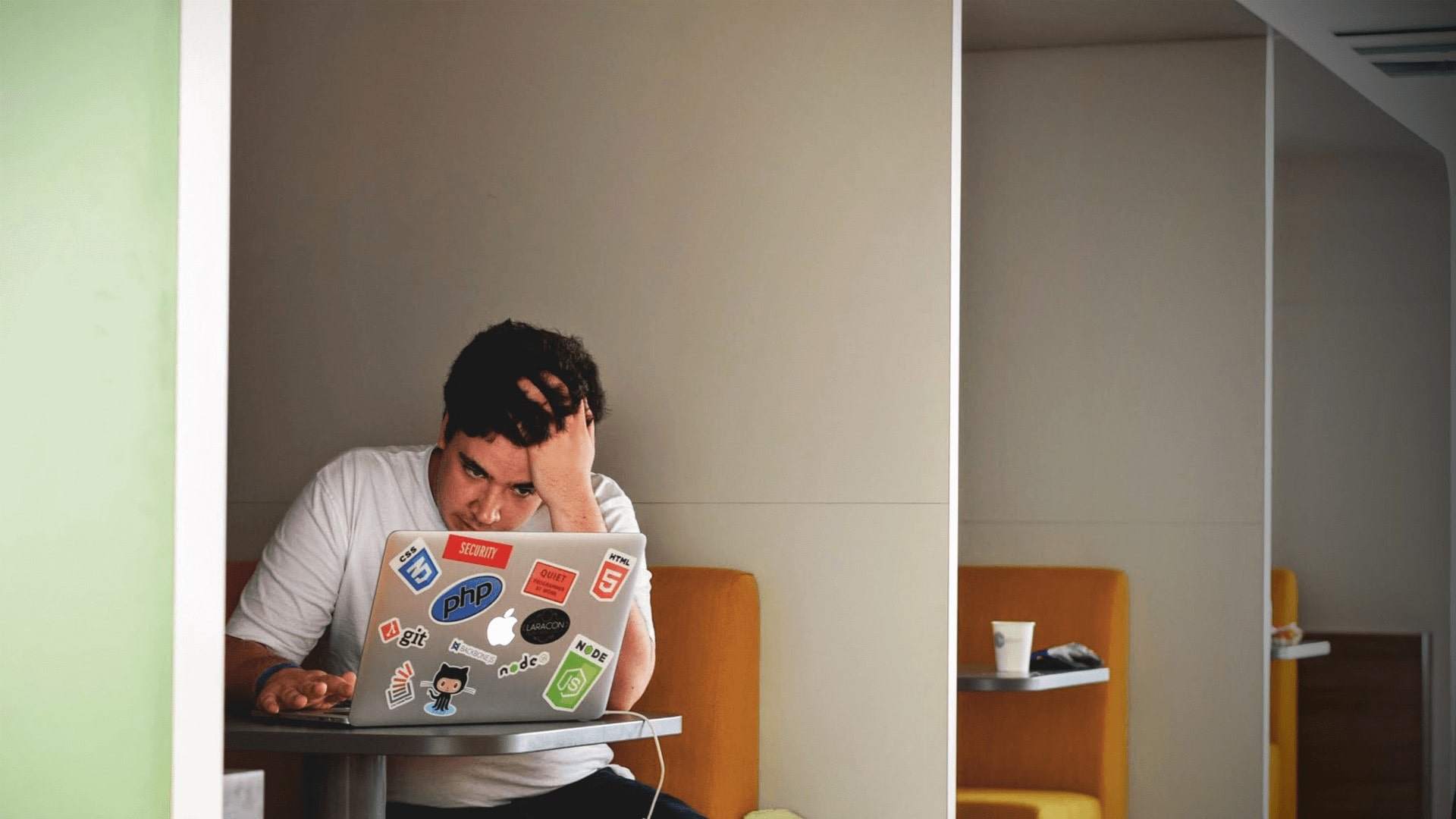 Man stressed with work