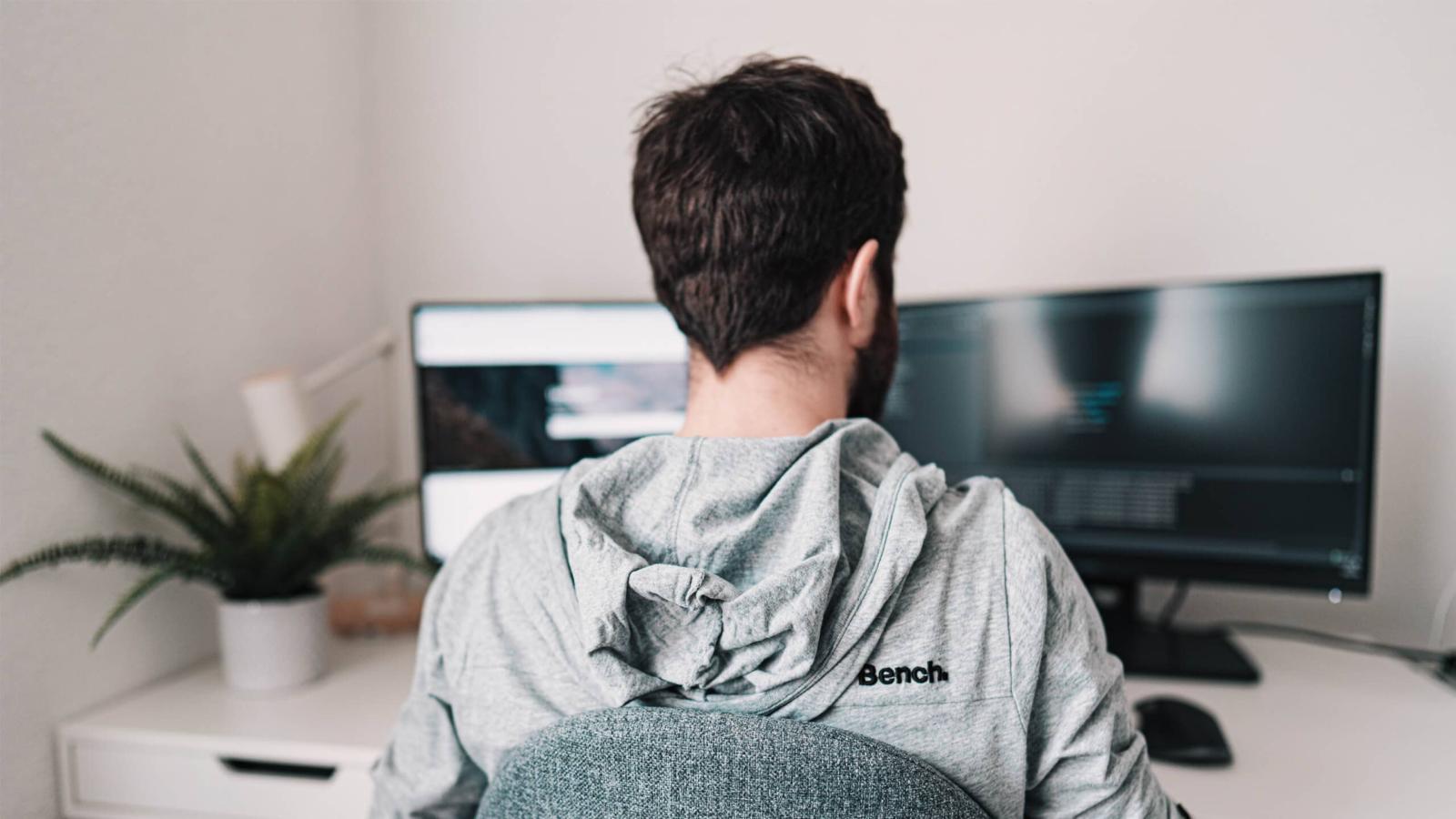 A man working remotely