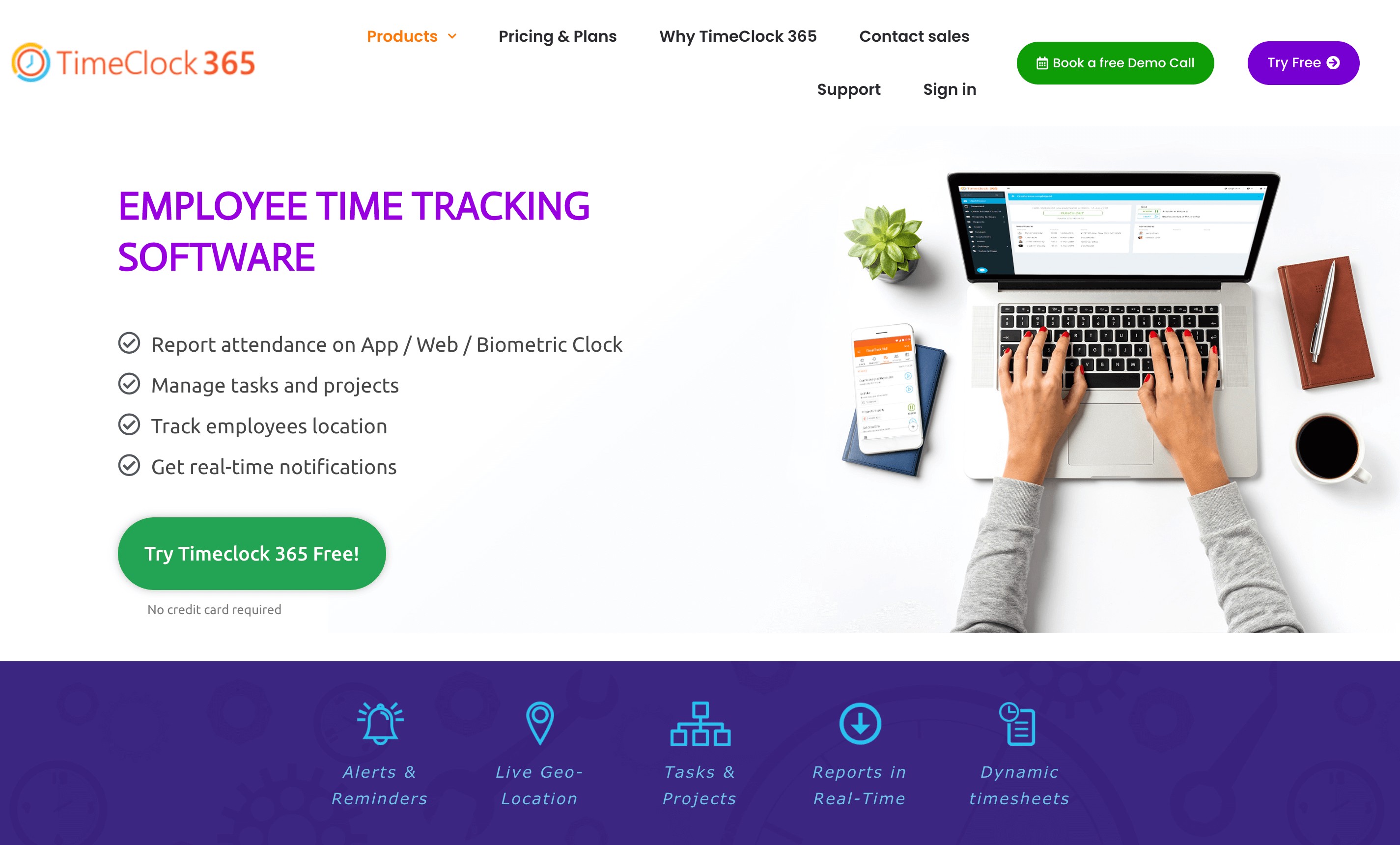 TimeClock 365 homepage