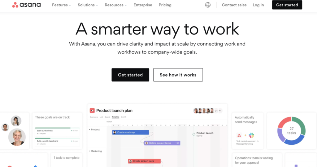 Asana homepage