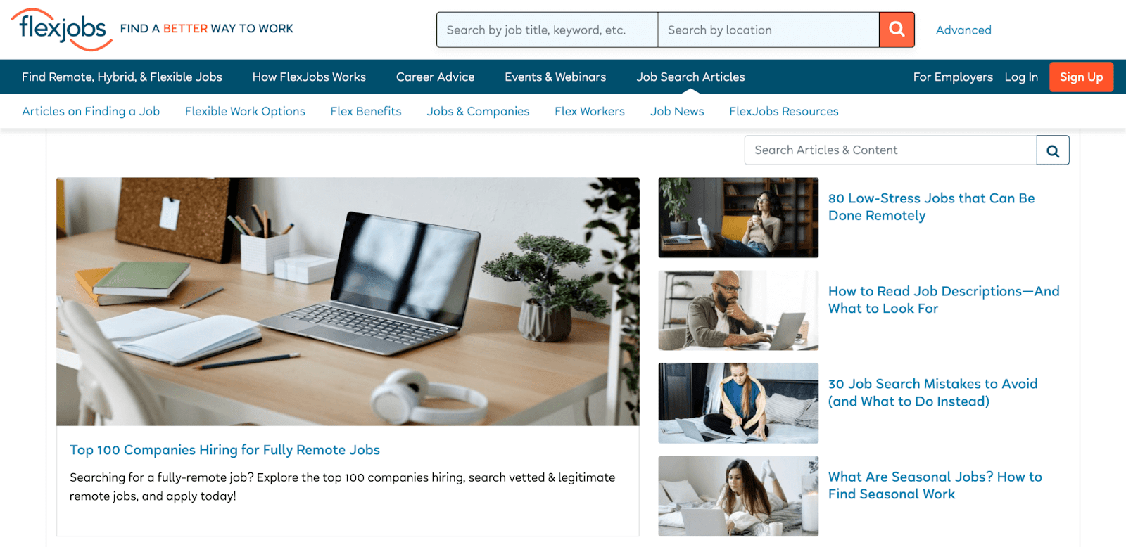 A screenshot of the FlexJobs blog