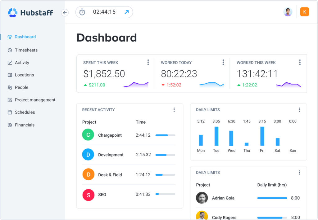 Hubstaff time tracking