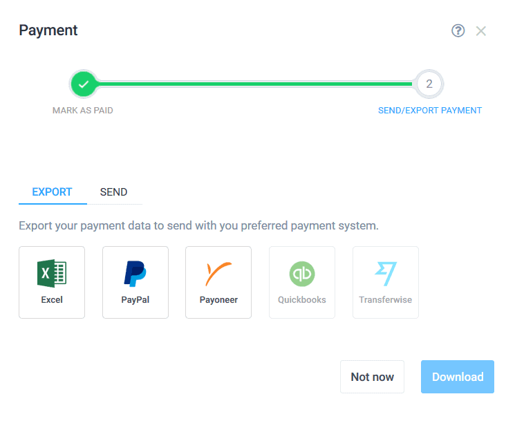 Hubstaff exporting payment data