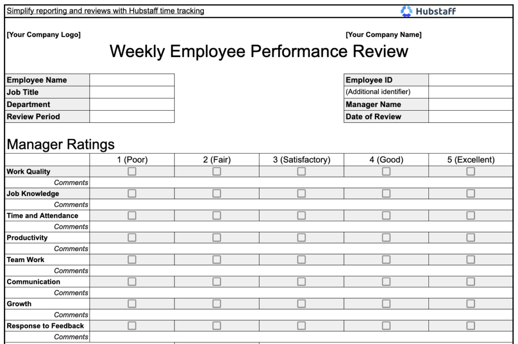 Hubstaff weekly template