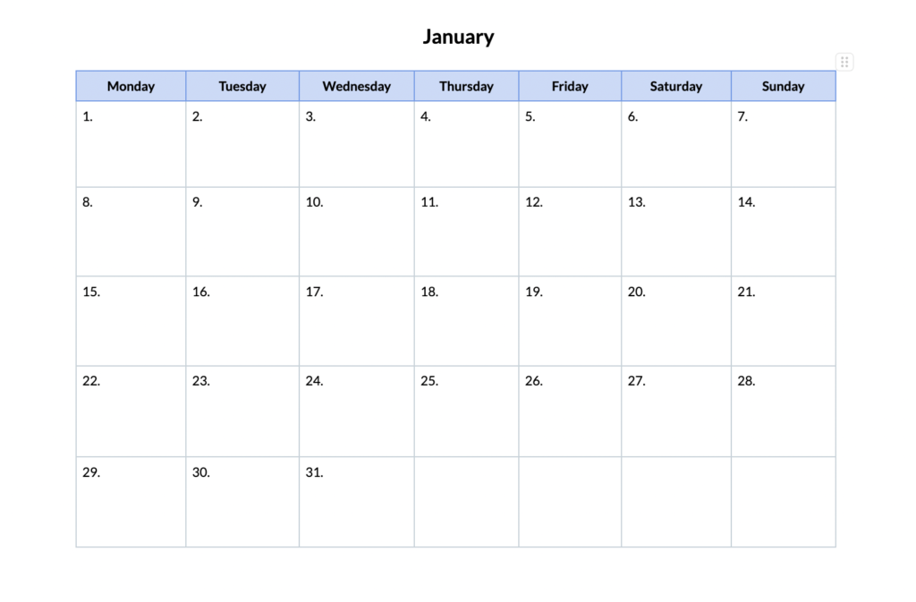 Yearly Planner template