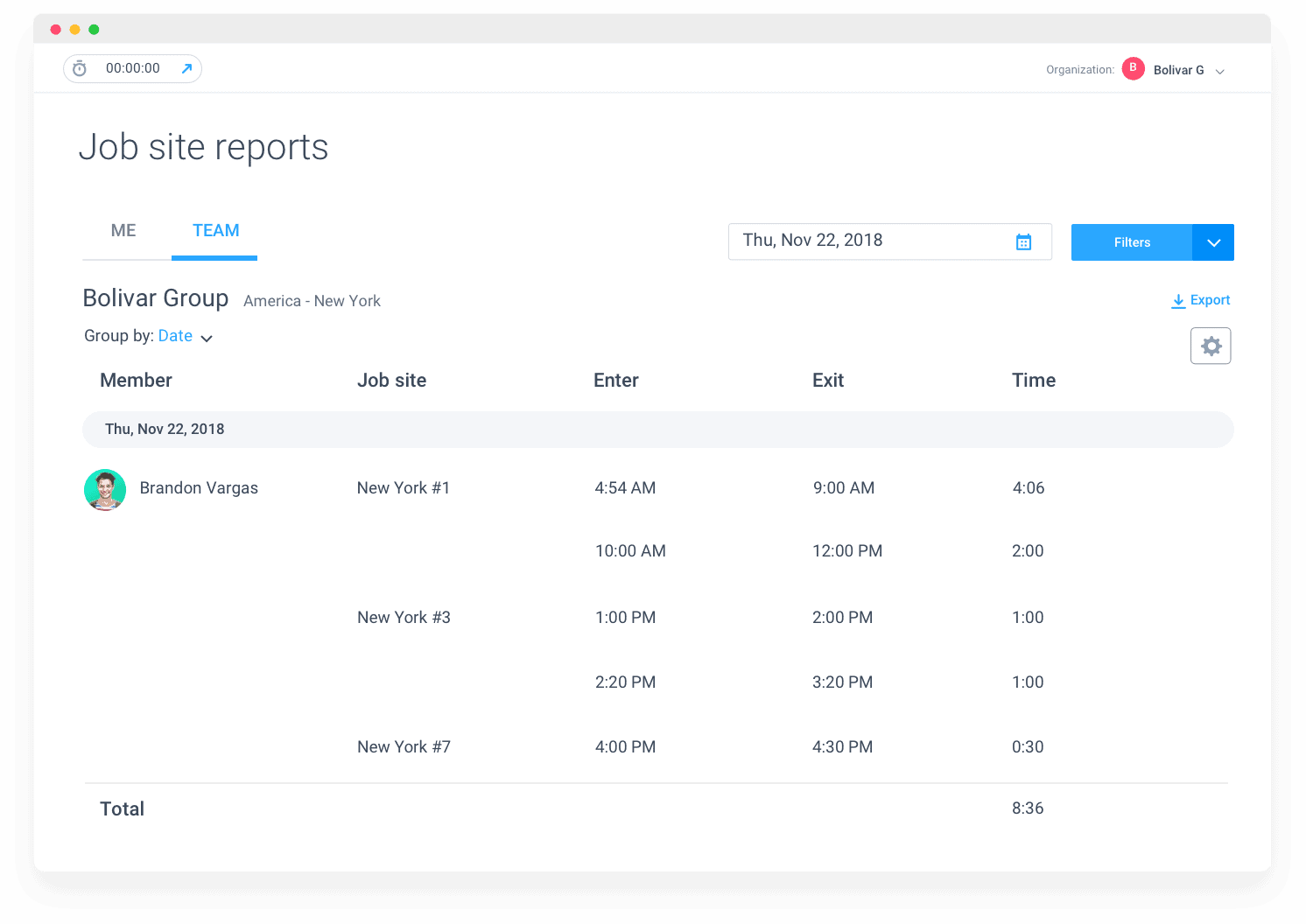 Hubstaff job site reports