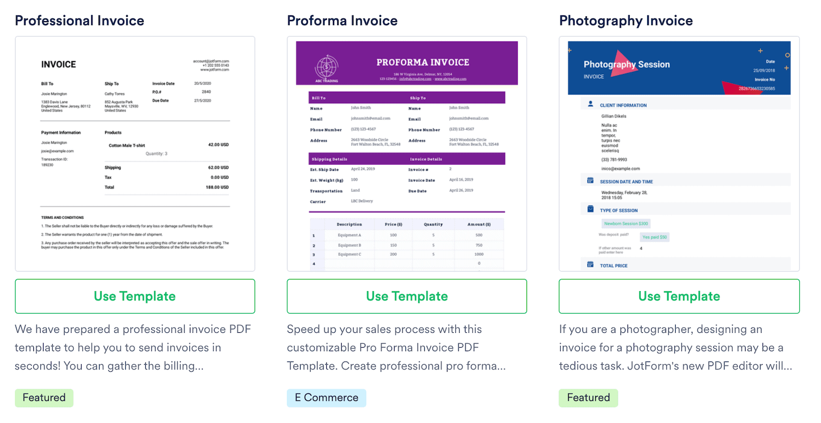 jotform free PDF template