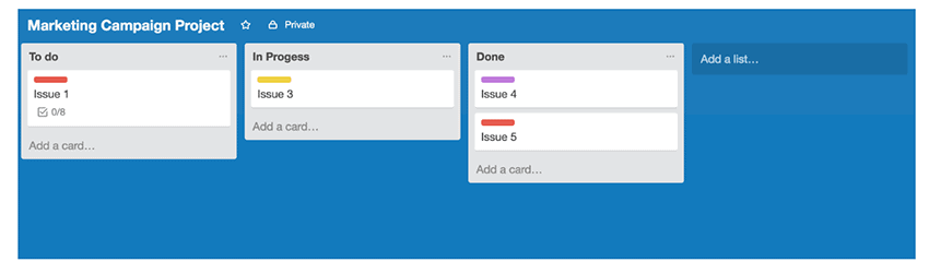 Trello Kanban board