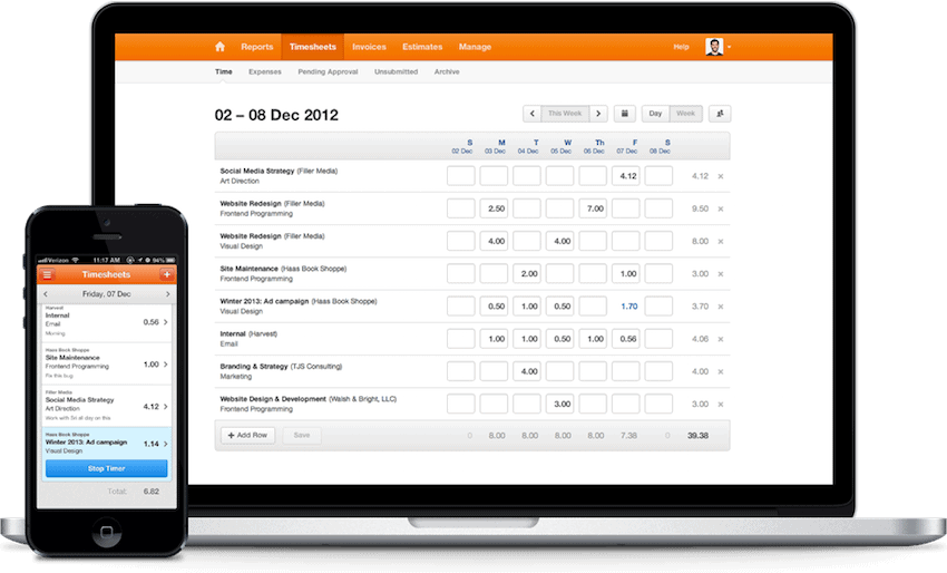 Replicon Alternatives - Harvest Time Tracking