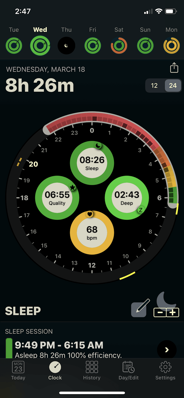 Dave's sleep pattern