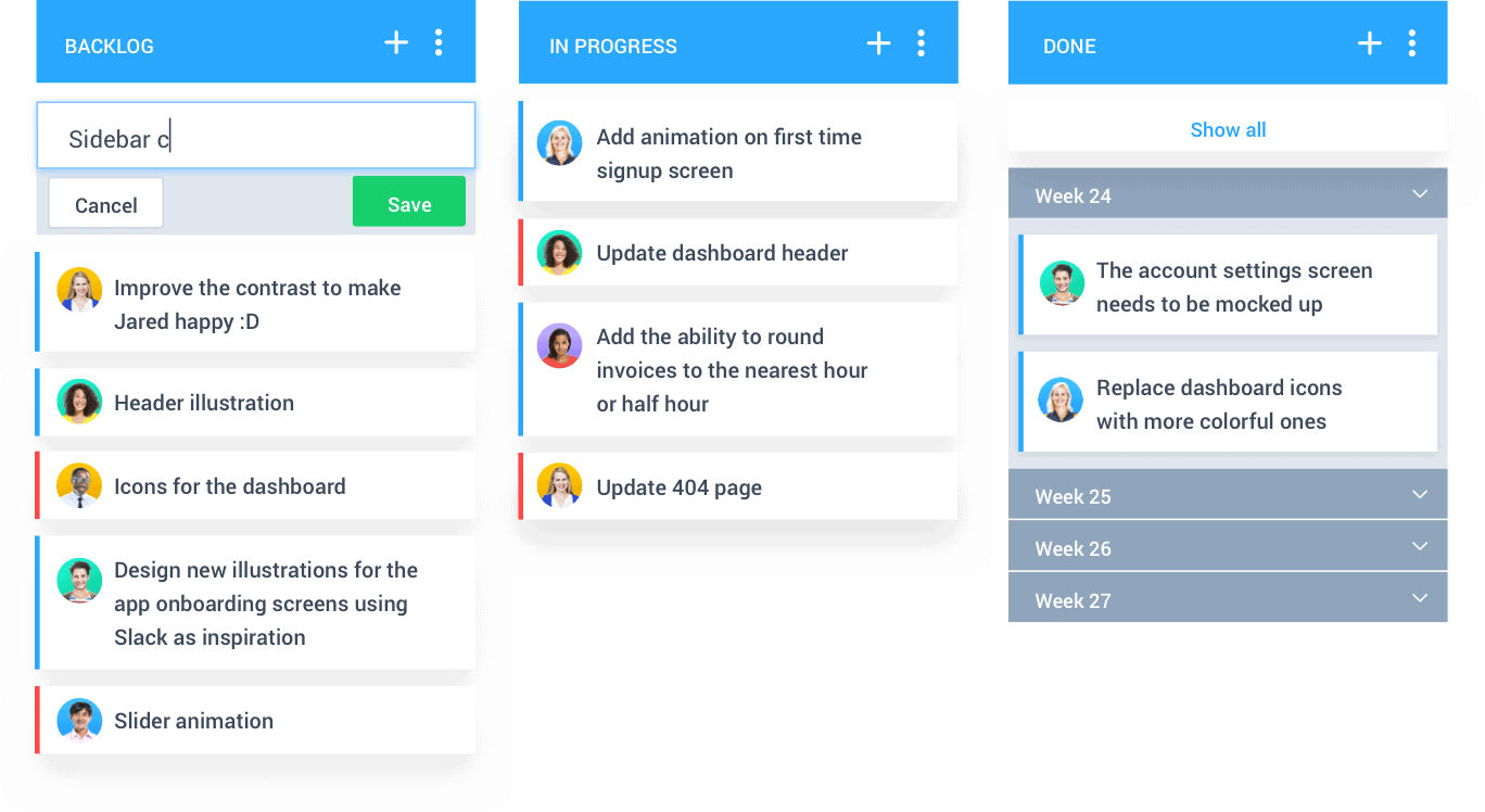 Hubstaff Tasks column view kanban board