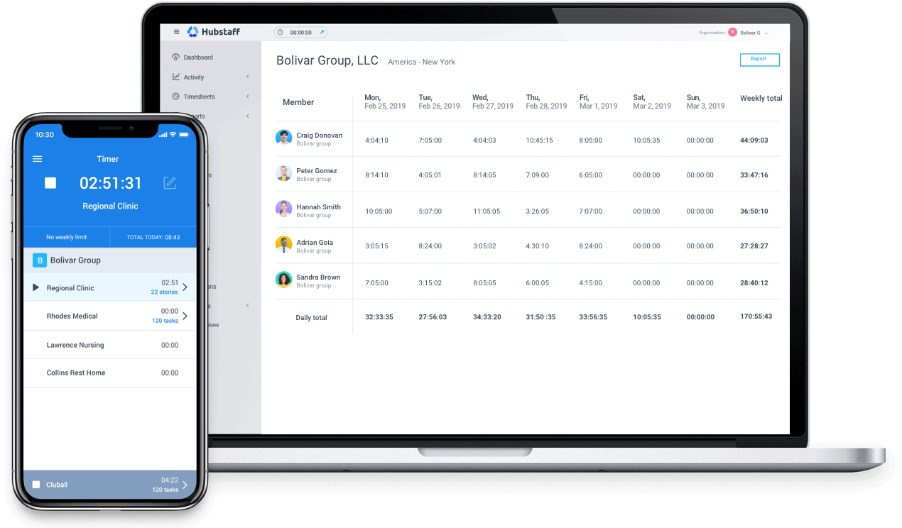 Time tracking for health teams